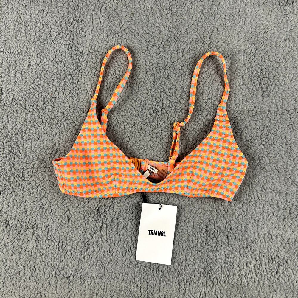 Triangl Swimwear Orange and Blue Bikini Top